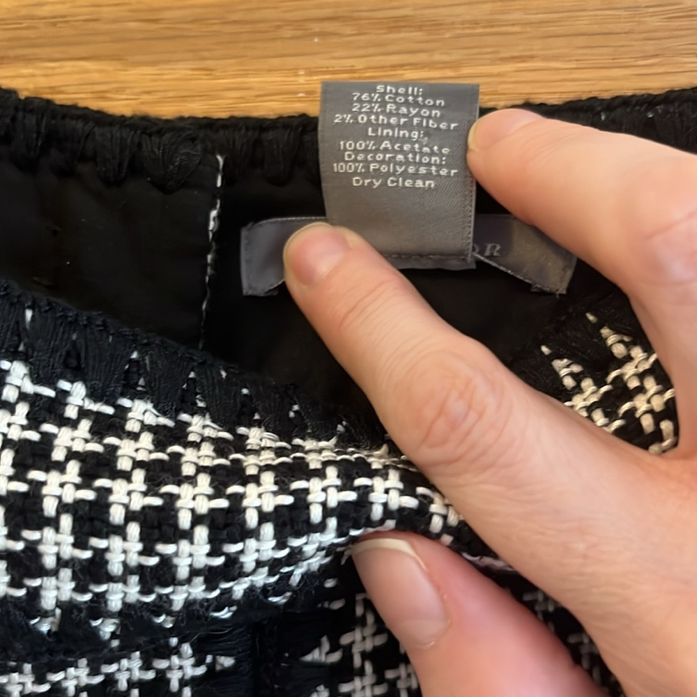 Ann Taylor - Black & White Tweed Houndstooth Pleated Skirt - Designer - 8 - Picture 3 of 7